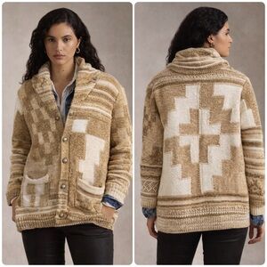Polo Ralph Lauren Cotton Linen Cardigan Southwestern Geometric Chunky RRL Medium
